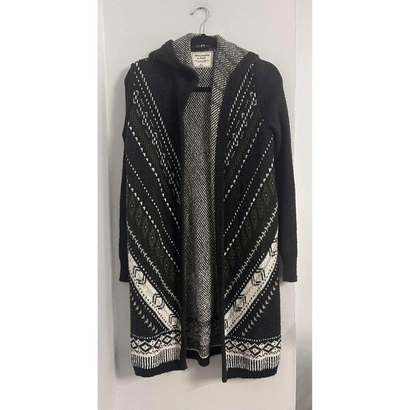 Abercrombie & Fitch Sweaters - Abercrombie Fitch Casual Hooded Knit Geometric Cardigan‎ Black Womens XS